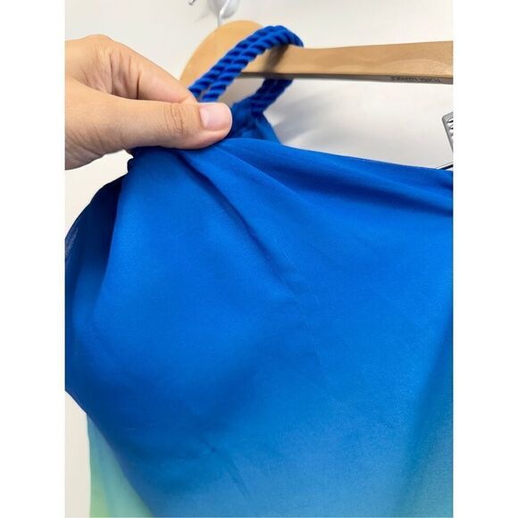 Lauren Ralph Lauren Halter Top Size Small Blue Green Ombre Sleeveless‎ Zip Up - Picture 8 of 14